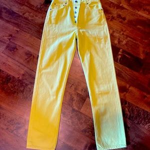AGOLDE 90’s pinch waist high rise jean limeade size 25 retail $178 button fly